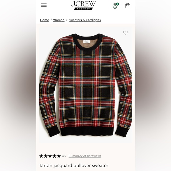 J. Crew Tartan Jacquard Pullover Sweater - Picture 3 of 16
